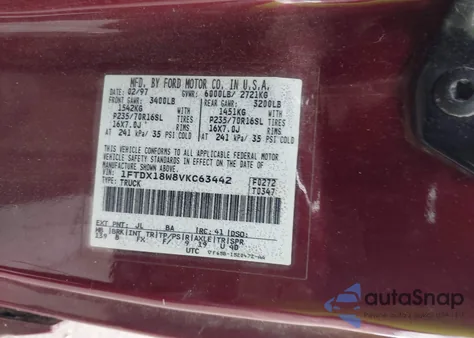 1997 Ford F-150 Lariat/Xl/Xlt from USA, damaged, VIN 1FTDX18W8VKC63442